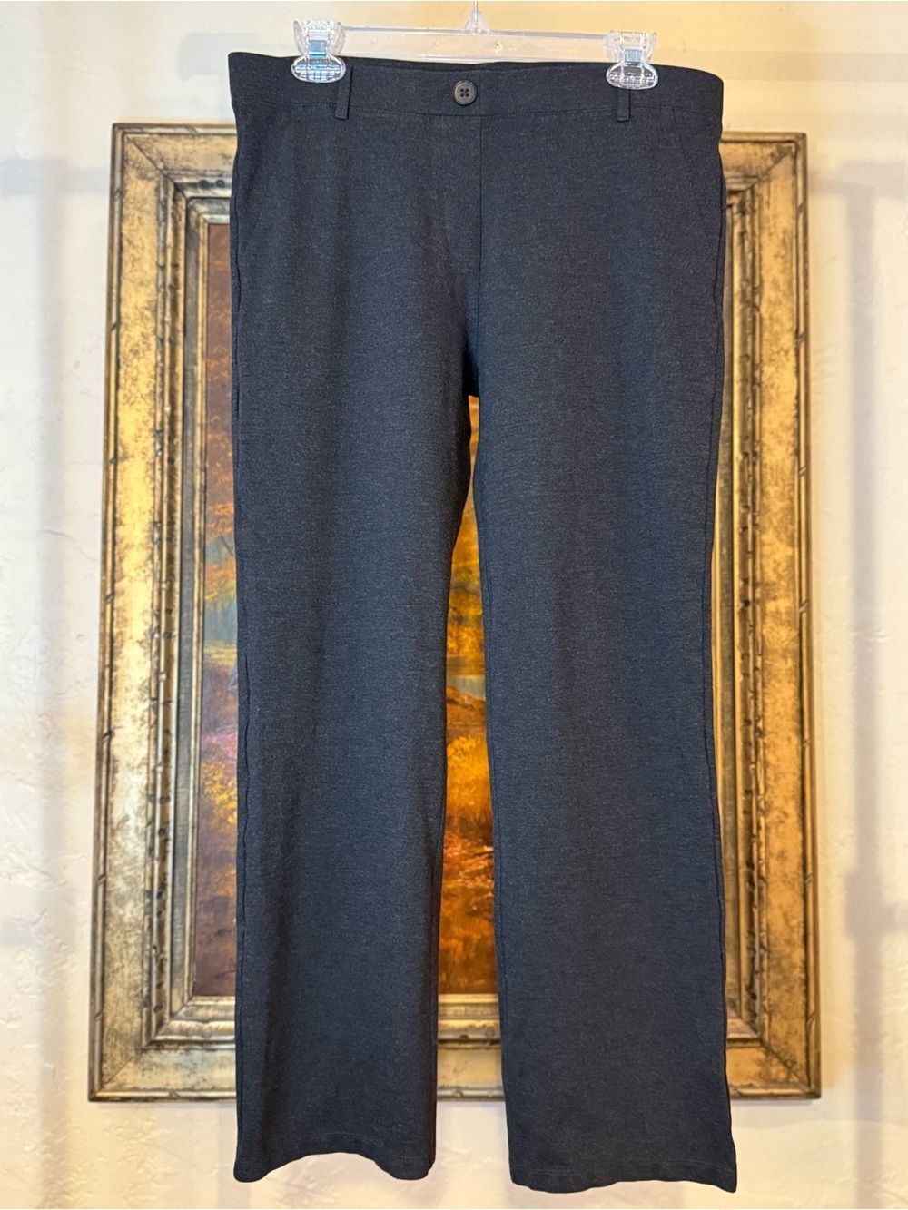 Betabrand W0076-YP Classic Dress Pant Yoga Pants in Charcoal Gray - Large Petite